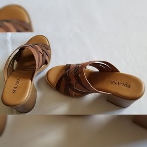 Solanz Slide Block Heel Dress Sandals Size 6.5